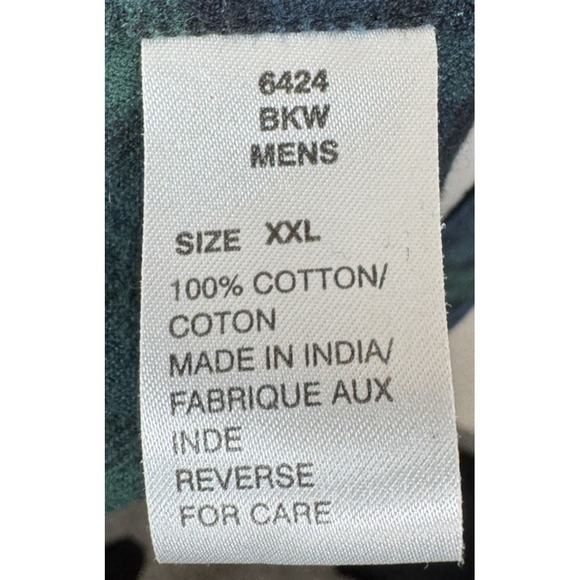 Vintage Woolrich Men's XXL Green Blue Tartan Plaid Long Sleeve Button Down Shirt - Picture 5 of 6